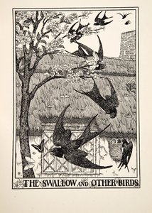 La rondine e altri uccelli, da Cento favole di Esopo, pub.1903