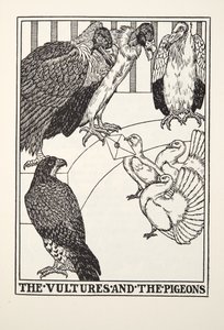 Gli avvoltoi e i piccioni, dalle Favole di Fontaine, pub. 1905 da Percy J. Billingshurst