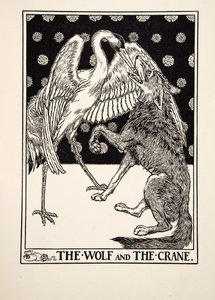 Il lupo e la gru, da Cento favole di Esopo, pub.1903