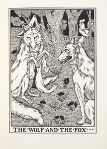 Il lupo e la volpe, da Fontaine Fables, pub. 1905 da Percy J. Billingshurst
