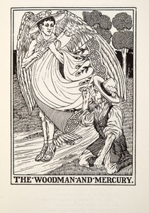Il boscaiolo e Mercurio, da Fontaine Fables, pub. 1905