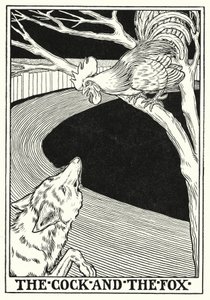 Favole di La Fontaine: Il gallo e la volpe (litografia)