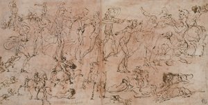Studi di guerrieri, cavalieri e leoni da Perino del Vaga