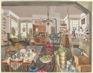 Cucina e sala da pranzo semi-rurale, 1910