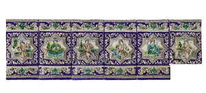 Fregio del XIX secolo di piastrelle ceramiche Qadjar da Persian School