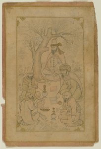 Un raduno di dervisci, metà XVII secolo (inchiostro e lavaggio leggero di colore su carta) da Persian School