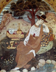 Una principessa persiana sotto il regno di Abbas I, a riposo XVII secolo. Affresco dal Palazzo delle 40 Colonne (Chehel Sotoun) a Isfahan, Iran da Persian School