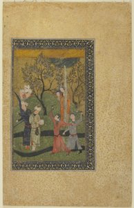 Un principe e una principessa circondati da cortigiani in un giardino, c.1480