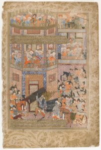 Ali solleva le porte di Qamus, da un Rawzat al-safa, 1571-72 da Persian School