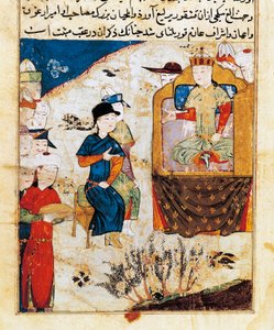 Udienza di Mongka (o Mongke o Mangu Khan) (morto nel 1259) Miniatura tratta da "Tarih-i djahangusha