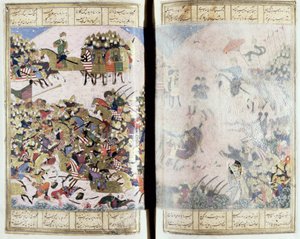Battaglia tra Isfandiyar e Arjasp, illustrazione dallo Shahnama (Libro dei Re) da Persian School
