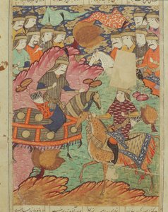 Duello a cavallo tra Rostam e Afrasiab, illustrazione dallo Shahnama (Libro dei Re) di Abul-Qasim Manur Firdawsi (c.934-c.1020) 1619 da Persian School
