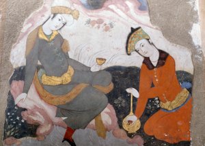 Figure femminili con bicchiere e bottiglia da Persian School