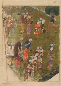 Foglio da uno Zafarnama; recto: Timur Concede un