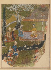 Foglio da uno Zafarnama; verso: Timur Concede un
