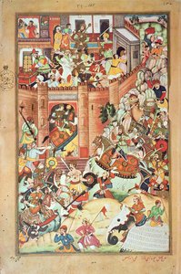 Gengis Khan cattura una città cinese, miniatura dalla 