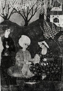 Uomo e donna in un giardino da Persian School