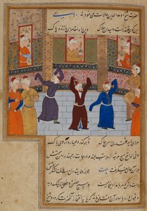 Muhammad Tabadkani (m.1486) danza con i dervisci, illustrazione da 