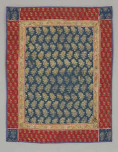 Pannello-pappagallo su un ramo di rosa ripetuto da Persian School