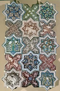 Pannello di piastrelle, Kashan, Iran centrale, 1250-1300 circa (fritware) da Persian School