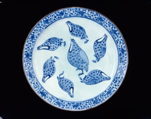 Piatto con pernici, Iran, periodo Safavide, XVIII secolo