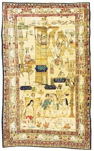 Tappeto Kirman pittorico, 1860 circa (tessuto) da Persian School