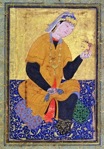 Ritratto di Hamida Banu Begum, che tiene un sigillo, foglio illustrato dall