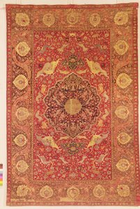 Tappeto decorato con scene di animali in lotta da Persian School