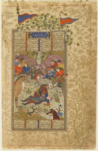 Rustam uccide Suhrab da uno Shahnama da Persian School