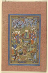 Sulayman e Bilqis in trono, c.1590-1600 da Persian School