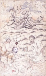 Tre giovani uomini in un paesaggio, c. metà XVII secolo da Persian School