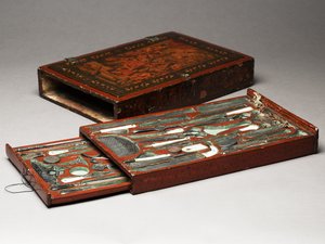 Kit di strumenti raffigurante la Sacra Famiglia, c.1830 da Persian School