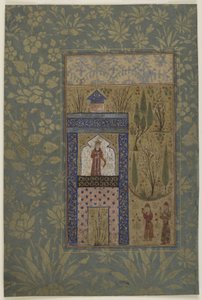 Due giovani davanti a una principessa a una finestra, c.1417-18