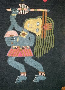 Ballerino di lana tessuta con bastone, tribù Paracas