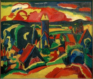 Dornberg (Vista dal Mühlenberg su Kirchdornberg) da Peter August Böckstiegel