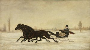 David Marsh in slitta trainata da cavalli in un paesaggio invernale, 1880 da Peter B. West