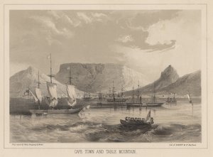 Città del Capo e Table Mountain, litografia di Sarony e Co.