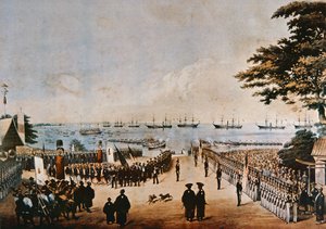Il commodoro Perry sbarca in Giappone per incontrare i Commissari Imperiali a Yokohama, 8 marzo 1854