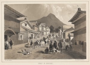Strada a Hakodadi, litografia di Sarony und Co., 1855