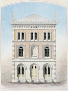 Dry Dock Savings Bank, New York City, New York, disegno di progetto del concorso da Peter Bonnett Wight