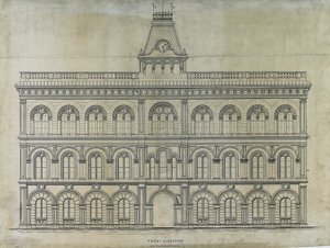 Concorso per il palazzo di giustizia della contea di Kings, Chicago, Illinois, prospetto da Peter Bonnett Wight