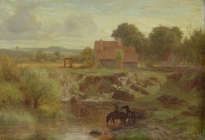 Cavalli che attraversano un fiume nell