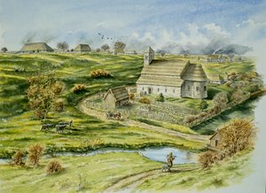Villaggio medievale di Wharram Percy, fine XII secolo, c. 1990-2010