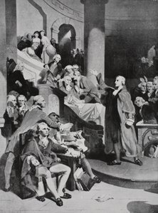Patrick Henry che fa il suo famoso discorso nella House of Burgesses