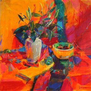 Gigli su sfondo rosso, 2012