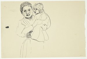 Donna italiana con bambino in braccio