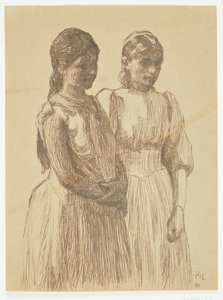Due giovani ragazze. Studio per il dipinto "Bal in una città di provincia" (Museo d