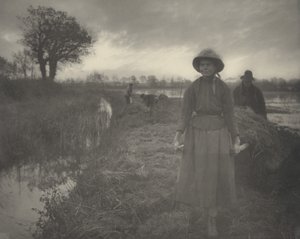 Spingendo il fieno della palude, 1886. Creatori: Dr Peter Henry Emerson, Thomas Frederick Goodall da Peter Henry Emerson, Thomas Frederick Goodall