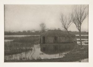 Una casa-barca di canne, Tavola XXXI da Vita e paesaggio sui Norfolk Boards da Peter Henry Emerson