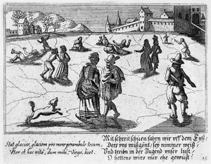 Coppie che pattinano sul ghiaccio, c.1650